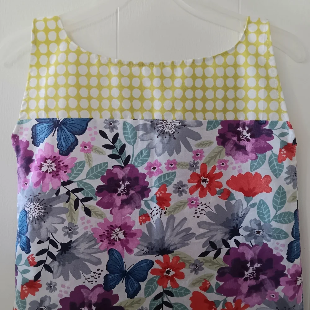 Hand Crafted Girls Floral Butterfly Polka Dot Sleeveless Pocket Dress 6/8